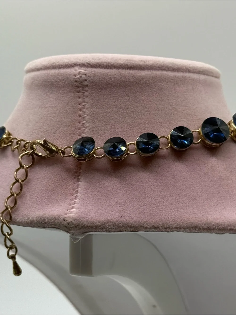 Classic dark Navy Crystal disc Link Necklace - Women Jewelry
